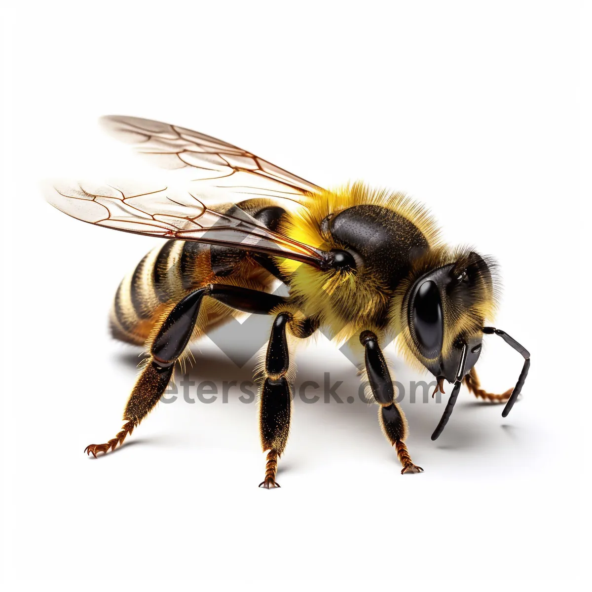 Picture of Close-up of yellow worker bee on sunflower.