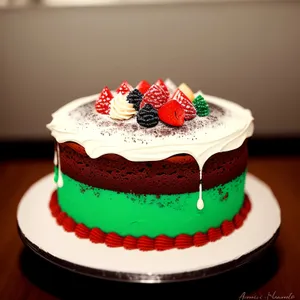 Delicious strawberry chocolate cake with cream and berries