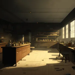 Modern office building interior design with city view