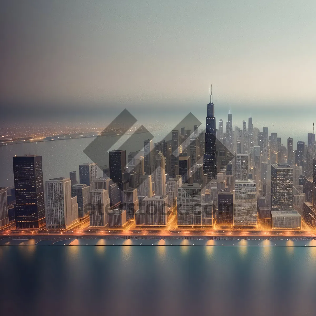 Picture of Cityscape Reflections on a Waterfront Skyscraper