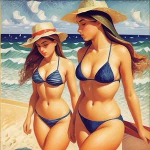 Exotic Beach babe in alluring bikini