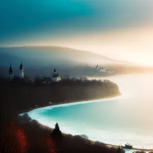 Golden Horizon: Serene Sunset Over Tropical Beach