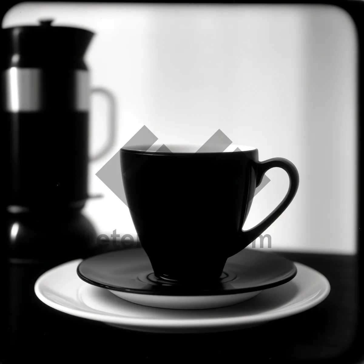 Picture of Steamy Morning Espresso in Black Cup with Spoon