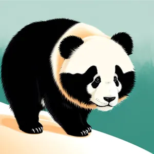 Adorable Giant Panda Playfully Balancing Black Ball
