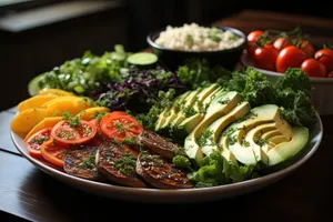 Fresh Gourmet Salad with Cooked Broccoli and Fried Lettuce