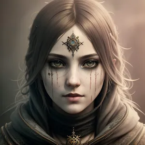 Mysterious Beauty: Seductive Gaze Peeking Through Lace Mask
