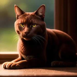 Curious Gray Tabby Kitten Peering from Windowsill