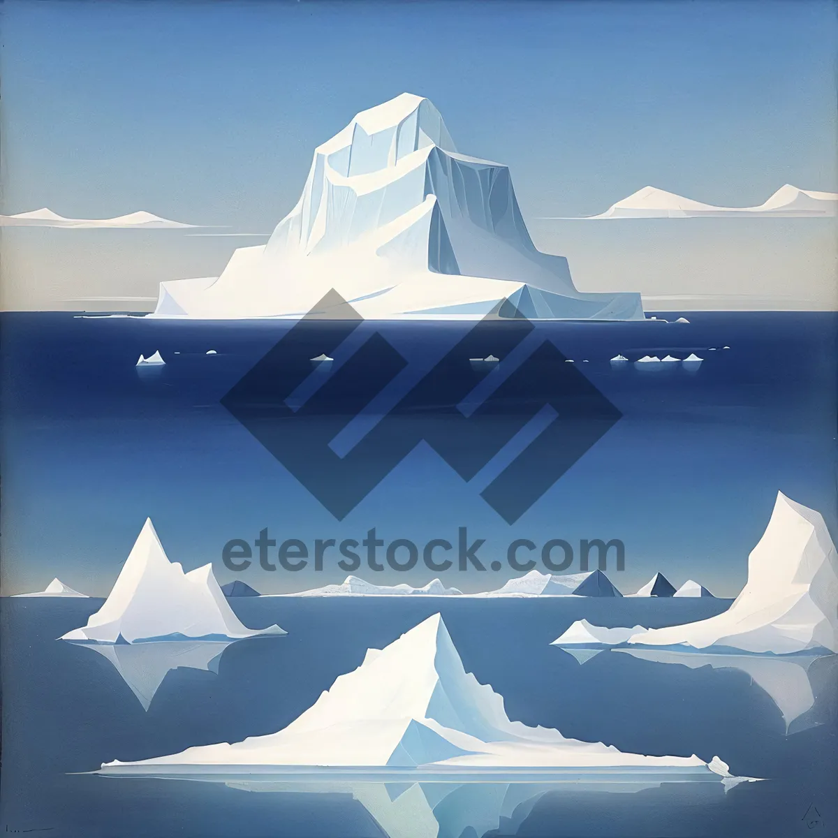Picture of Arctic Snowscape with Majestic Iceberg under Cloud-dotted Sky