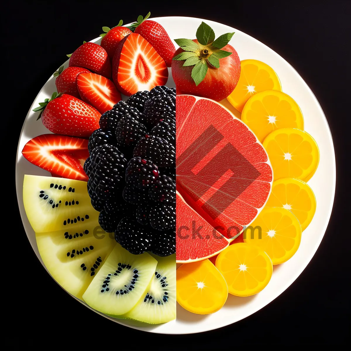 Picture of Fresh and Juicy Strawberry Delight on a Plate