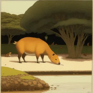 Wild Boar Piggy Bank on Grass