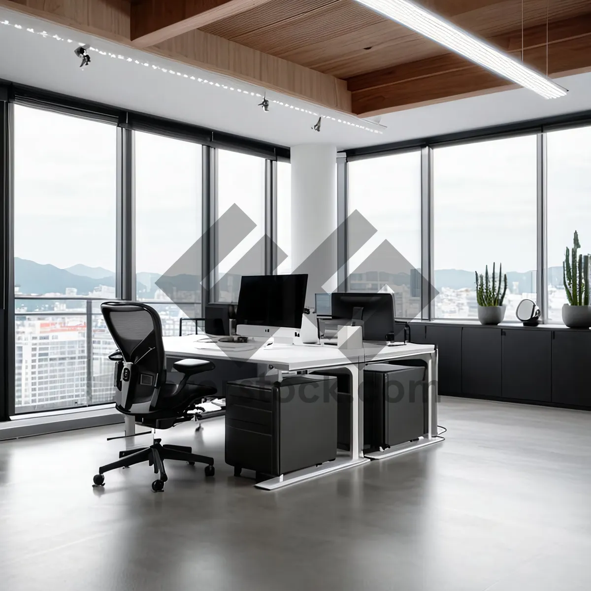 Picture of Modern Luxury Office Interior Design with Wood Furniture