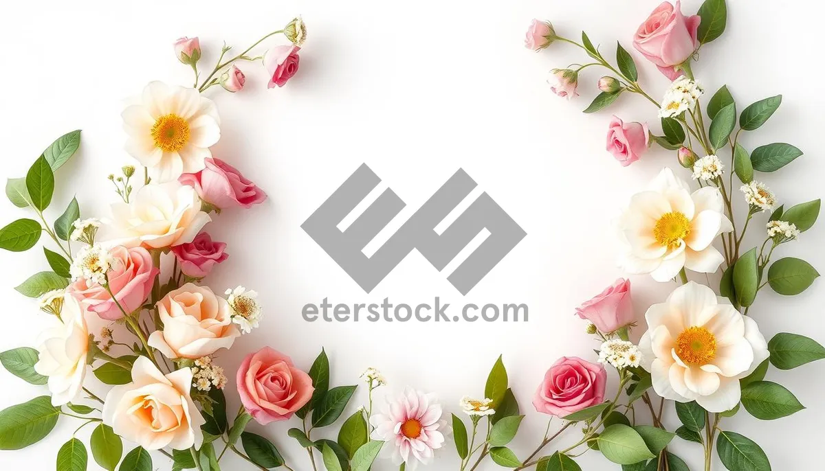 Picture of Floral pattern design featuring pink flowers and leaves