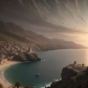 Serene Coastal Beauty: Majestic Beach and Mountain Views