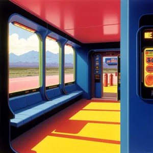 Modern passenger car interior in subway train