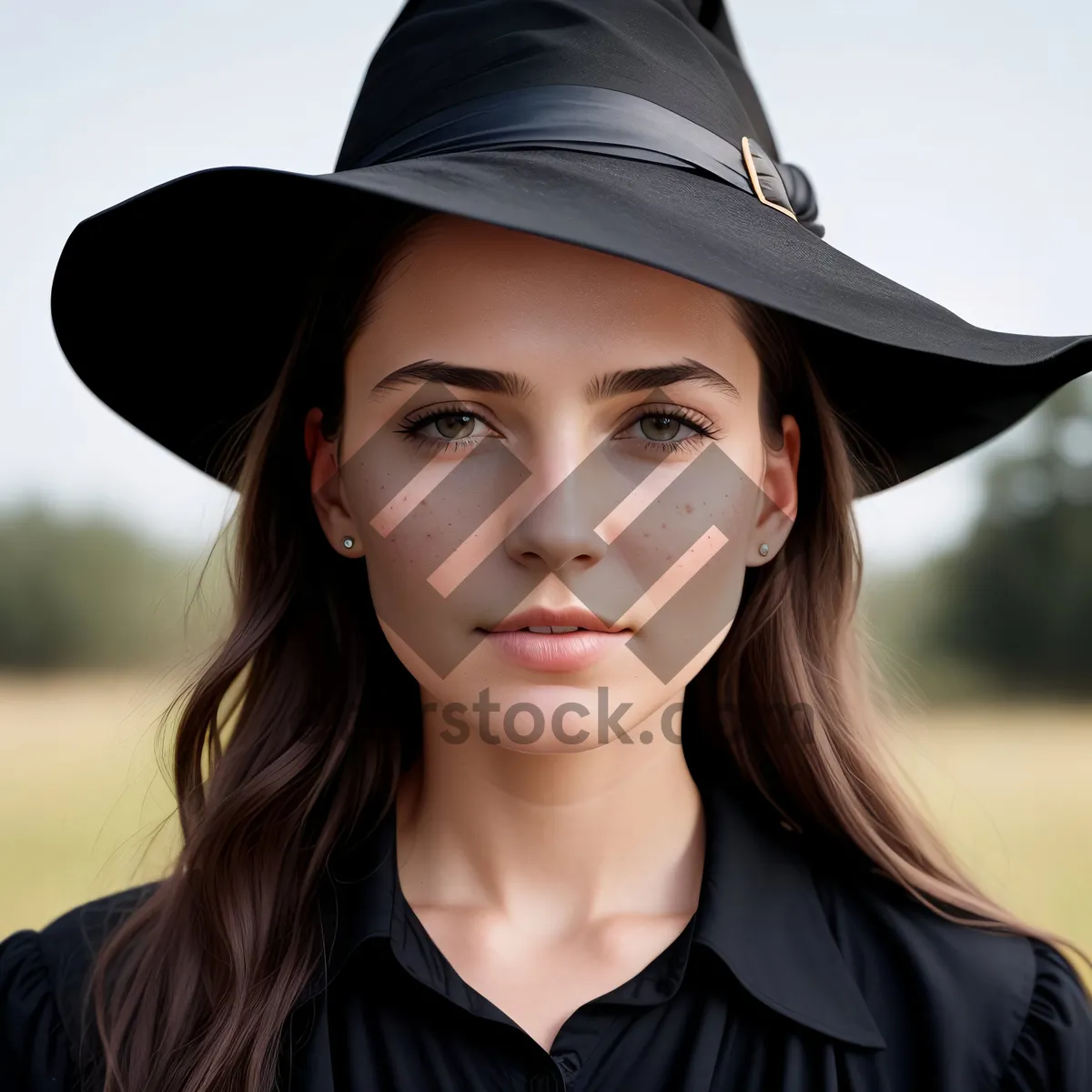 Picture of Smiling Blond Lady in Fashionable Cowboy Hat