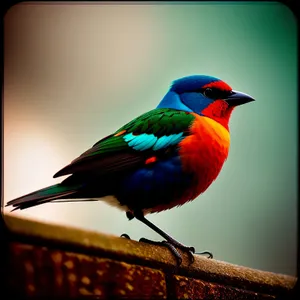 Vibrant Macaw perched on branch, showcasing colorful feathers.