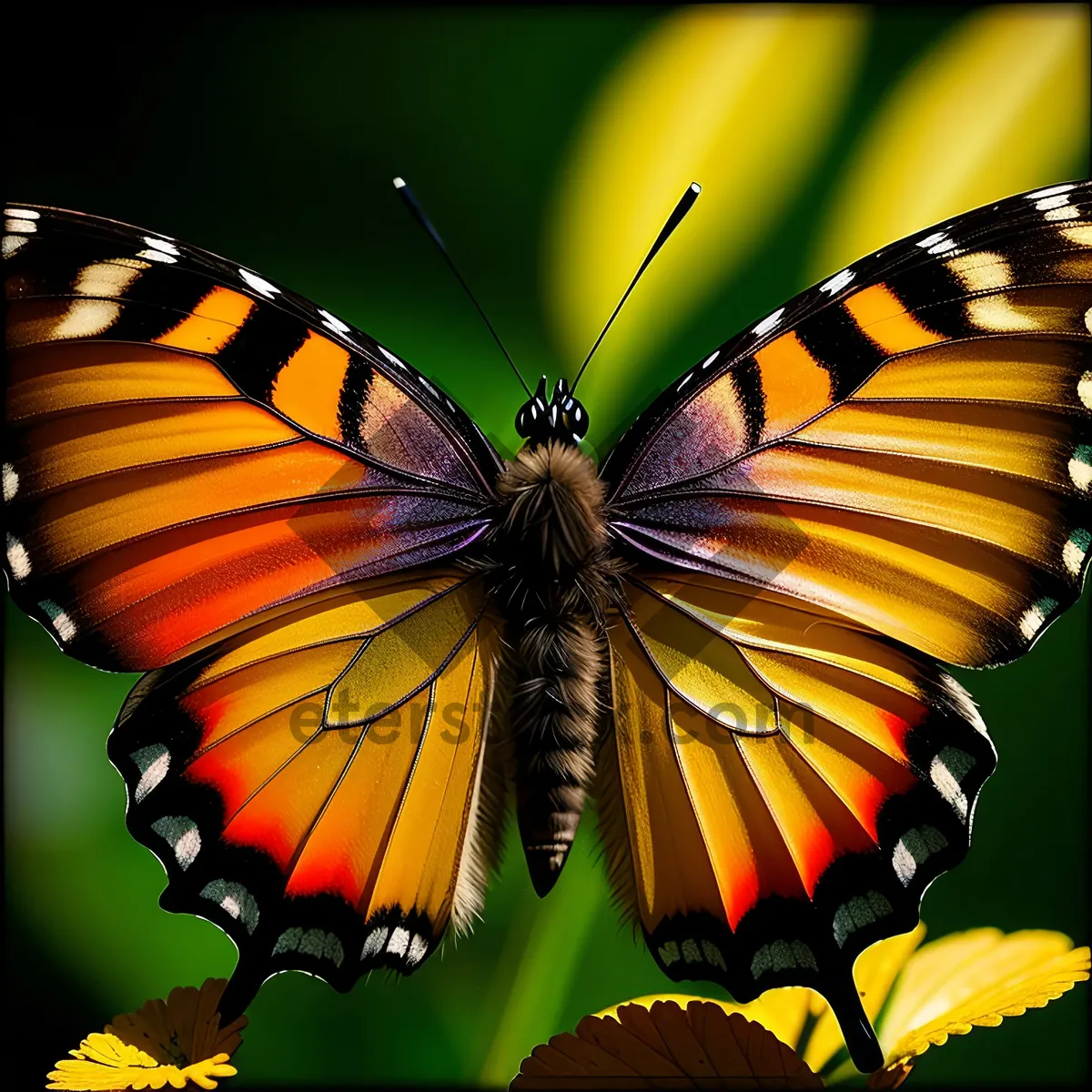 Picture of Vibrant Monarch Butterfly with Colorful Wings in Garden