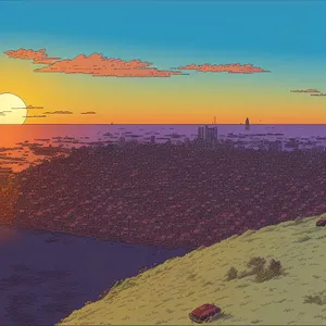 Sandy Sunset by the Seashore