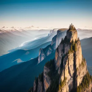 Serene Alpine Majesty: Majestic Mountain Landscape with Glacier