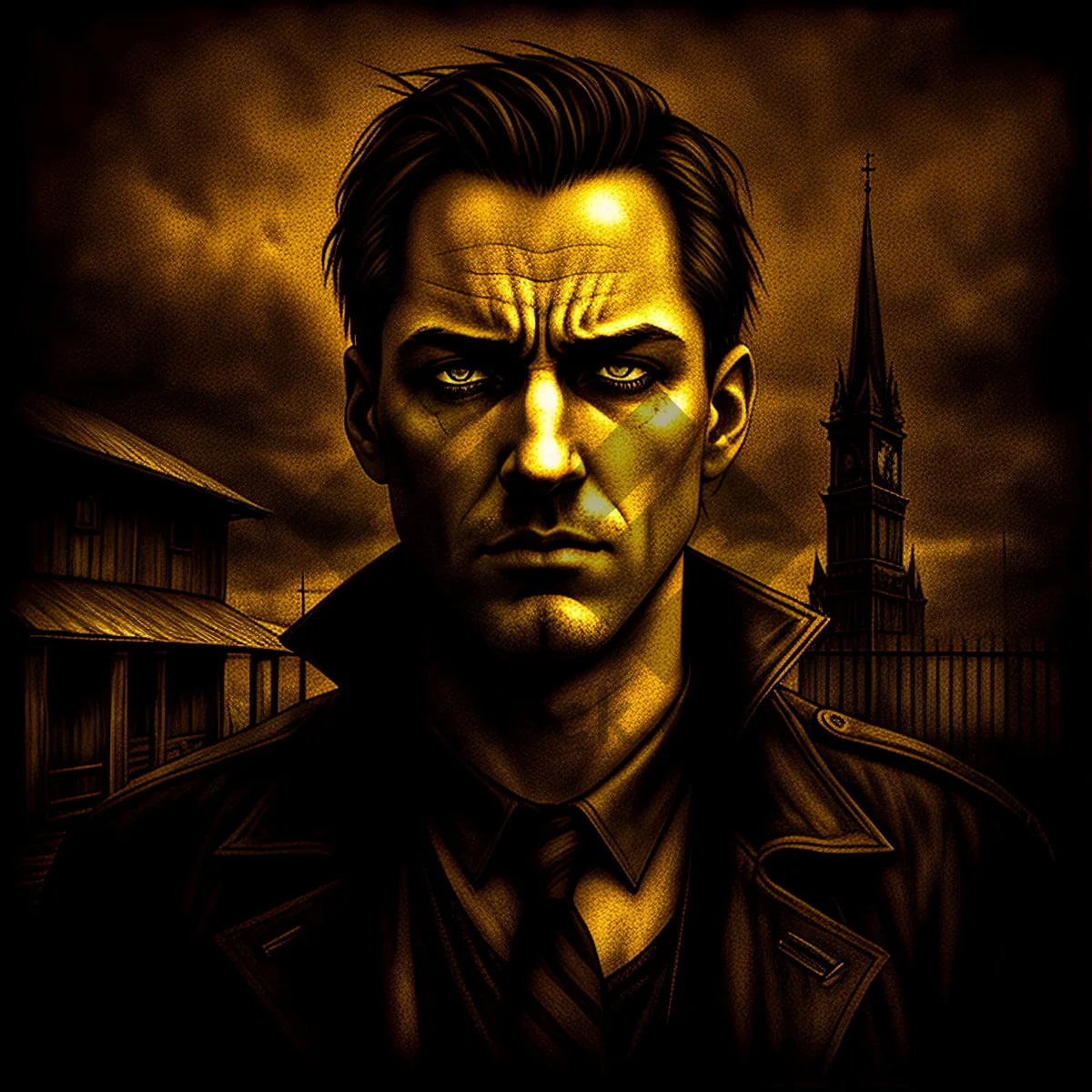 Picture of Dark Fashion Headshot: Intense Male Model with Mysterious Mask