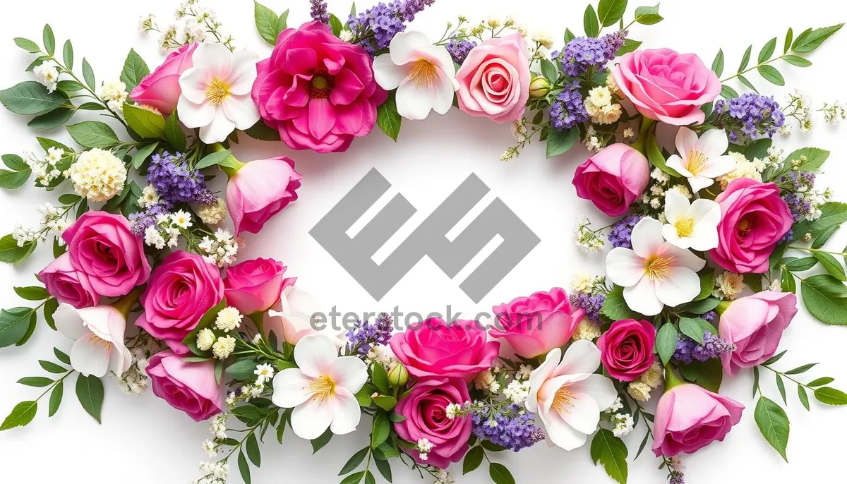 Picture of Pink rose bouquet for wedding celebration card decoration.