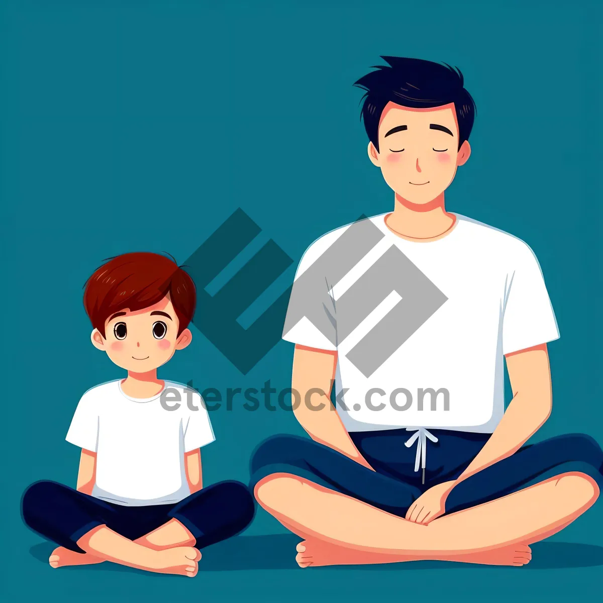 Picture of Cartoon Boy with Clip Art Cutout - Charming Child's Drawing