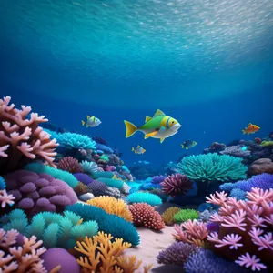 Colorful Coral Reef Life Below the Sunbeam