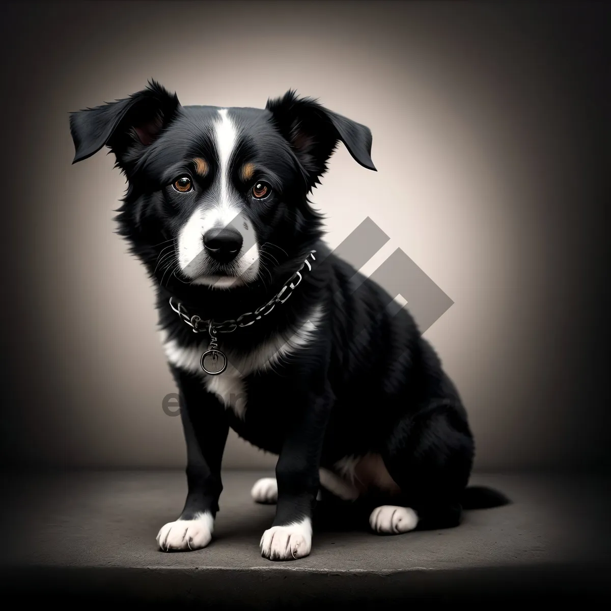 Picture of Adorable Border Collie Puppy in Studio Portrait