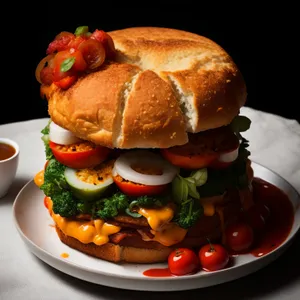 Delicious gourmet vegetable salad with cheese and sauce