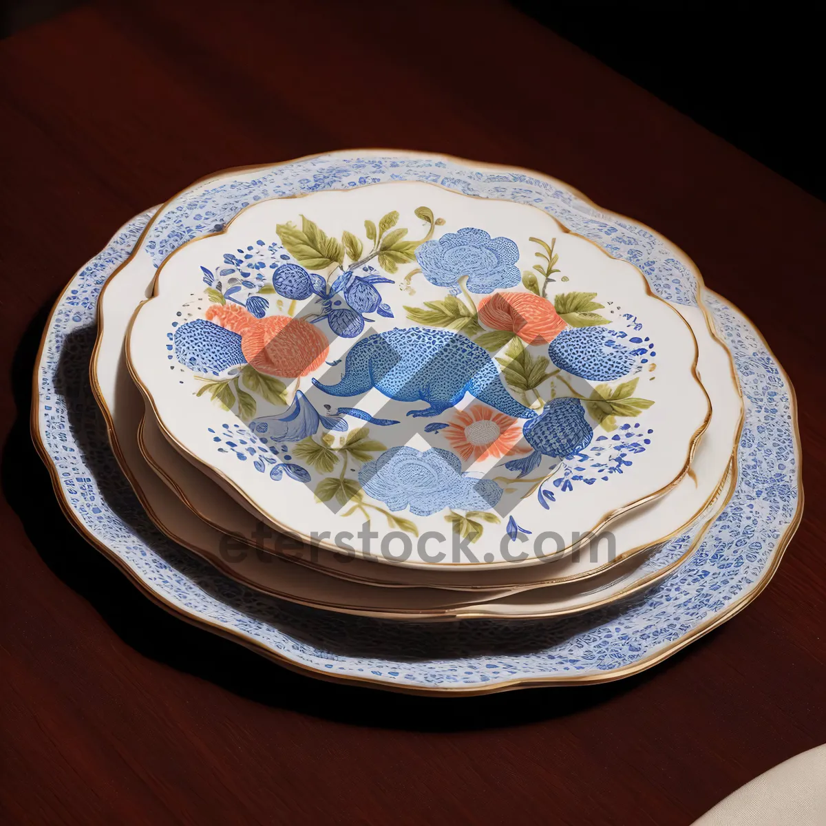 Picture of Delicious Gourmet Dinner on Elegant China Plate