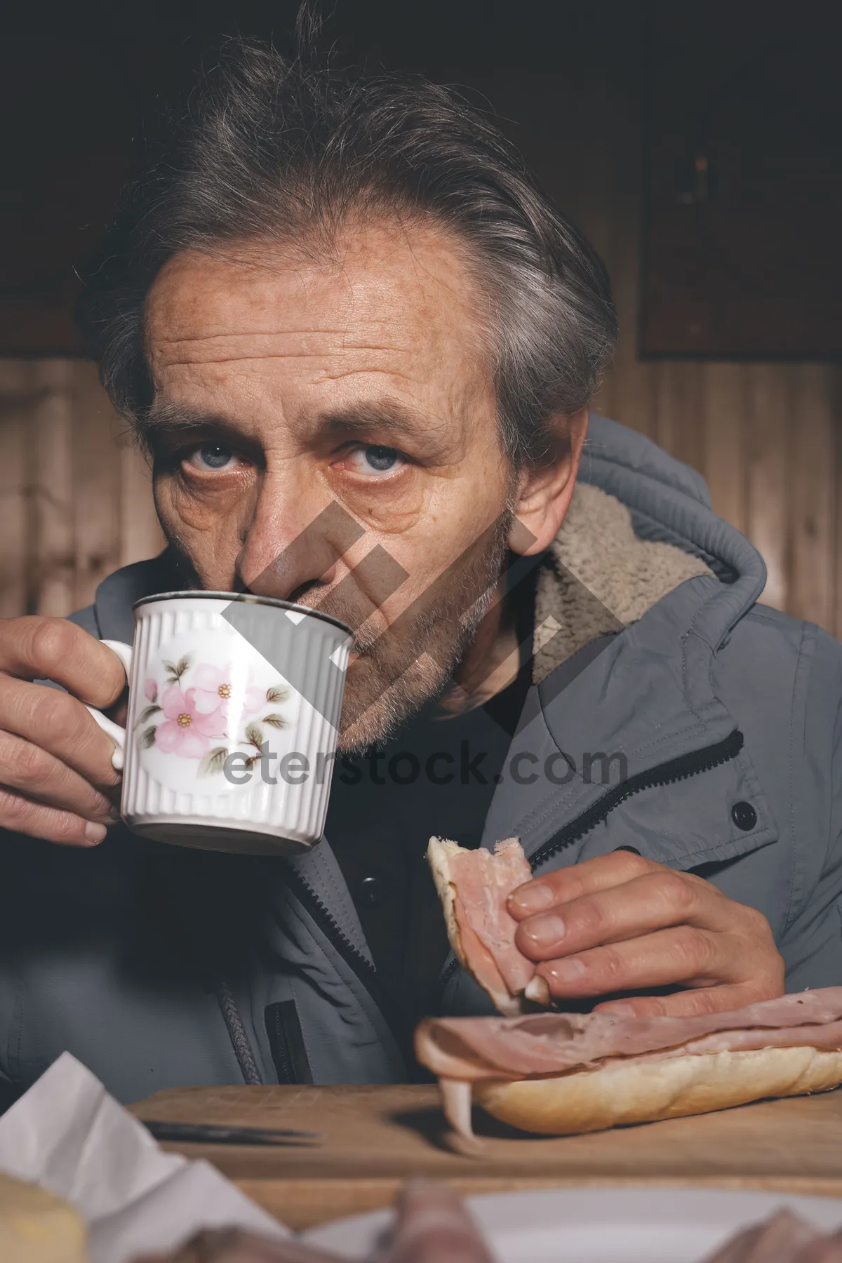 Picture of Smiling senior man with beer glass