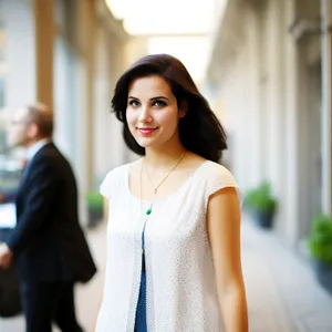 Smiling brunette businesswoman in her 20s