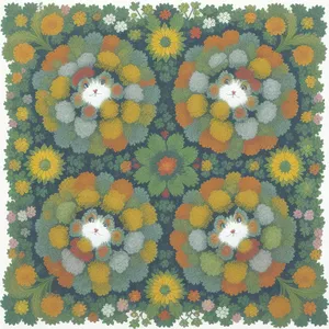 Colorful Retro Floral Mosaic Floor Cover