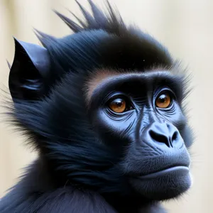 Wild Black Primate in Zoo: Gibbon Monkey