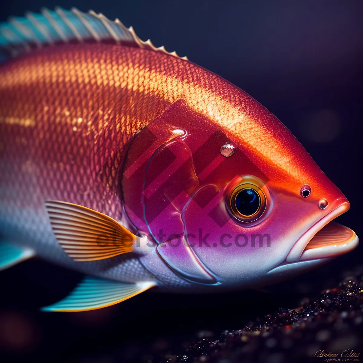 Picture of Colorful Tropical Aquarium Fish Swimming in Coral Reef