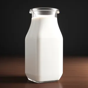 Healthy Glass of Milk in Transparent Bottle