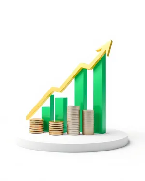 3D growth arrow icon symbol finance graph