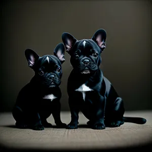 Adorable black bulldog posing in studio