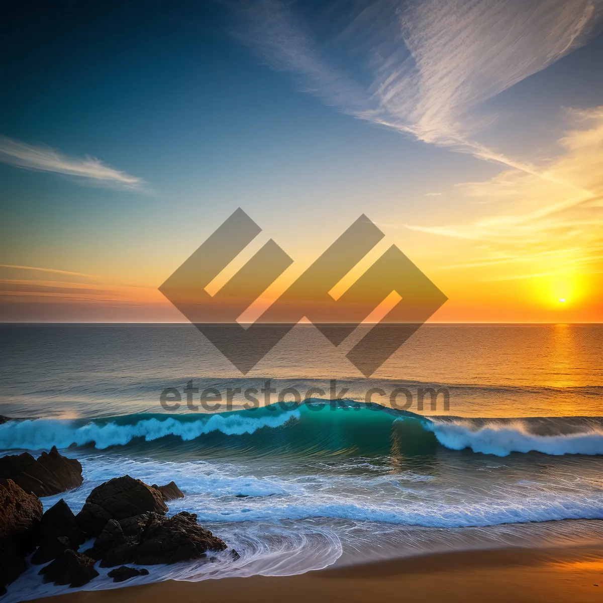 Picture of Sunset Waves on Tropical Beach
