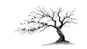 Silhouette of Oak Tree Against Sky in Season