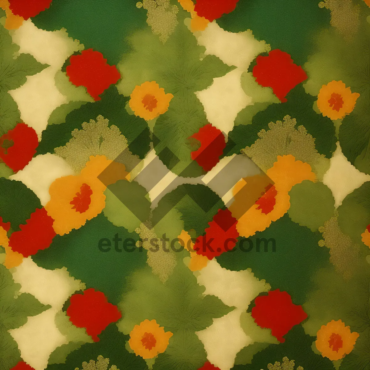 Picture of Colorful Floral Retro Wallpaper Pattern