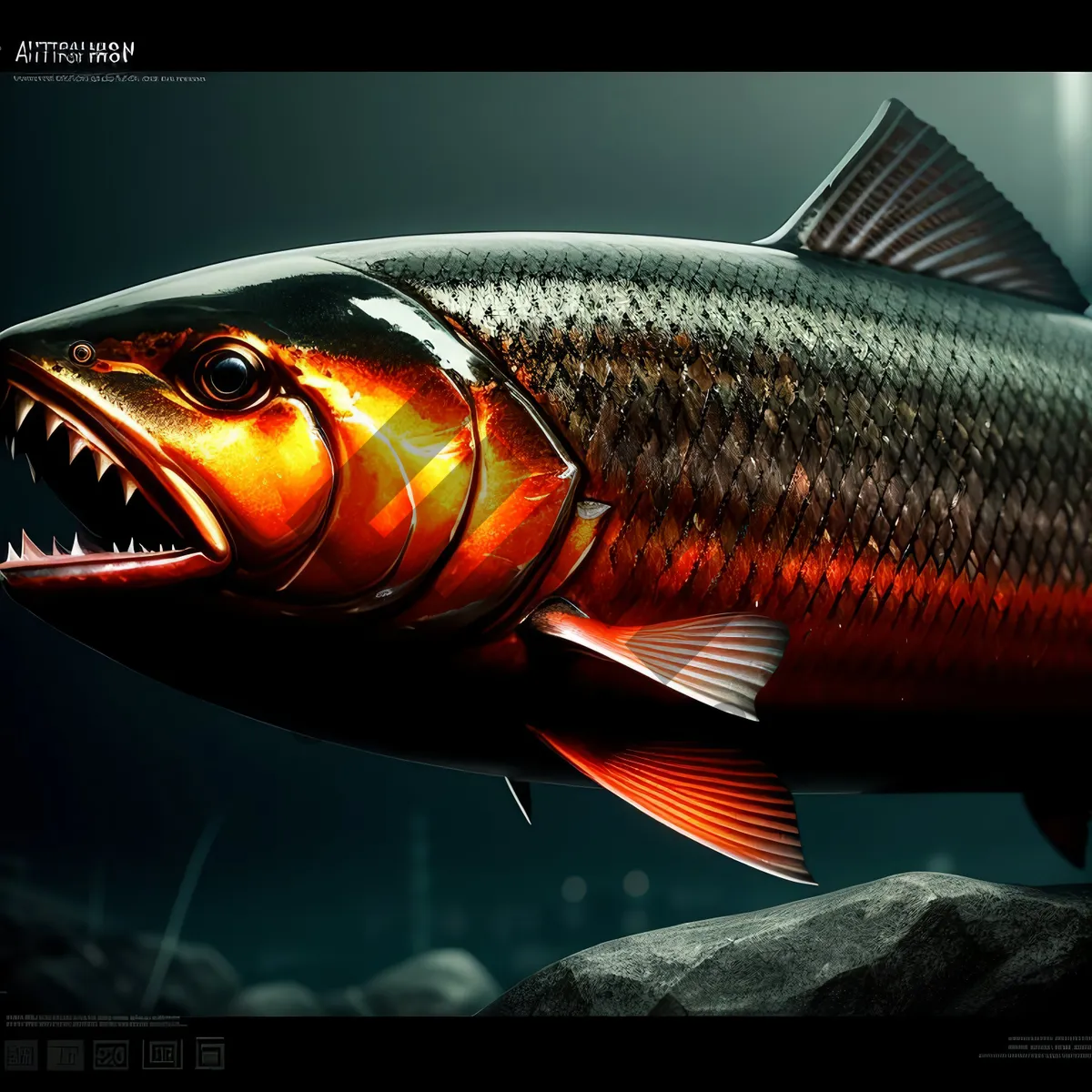 Picture of Underwater Coho Salmon Catch with Fishing Gear