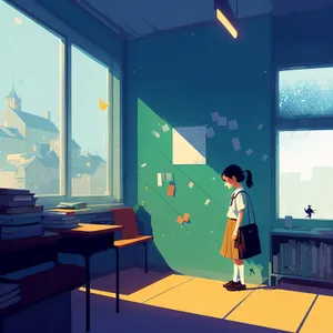 Modern office space with stylish furniture and ambient lighting