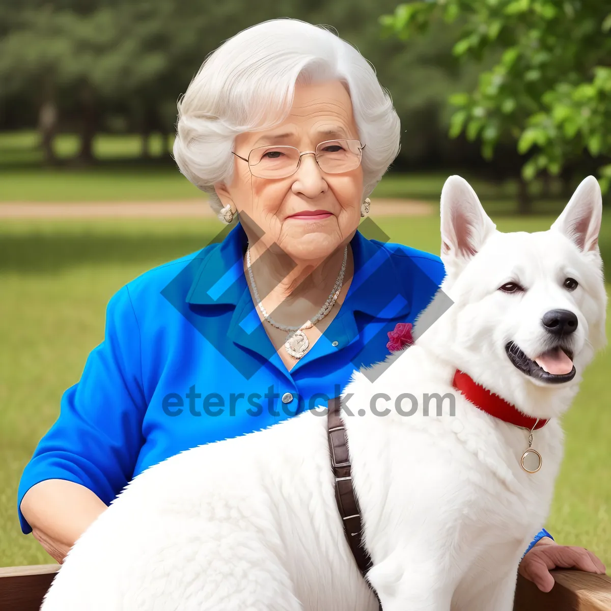 Picture of Darling Dog Smiles in Park with Loving Family