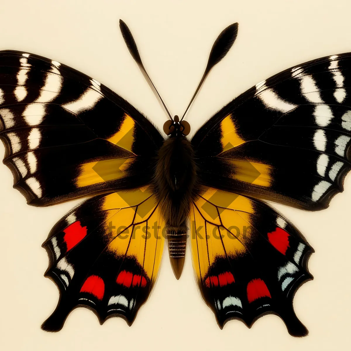 Picture of Vibrant Tropical Butterfly in Mid-flight.