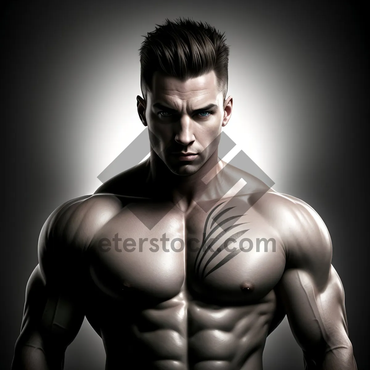 Picture of Seductive Male Bodybuilder in Stylish Black Pose