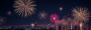 Colorful fireworks display lighting up the night sky