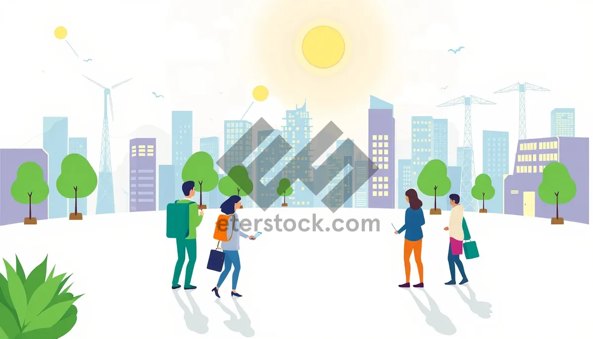 Picture of Fun cartoon silhouette of schoolboy playing with group of children.