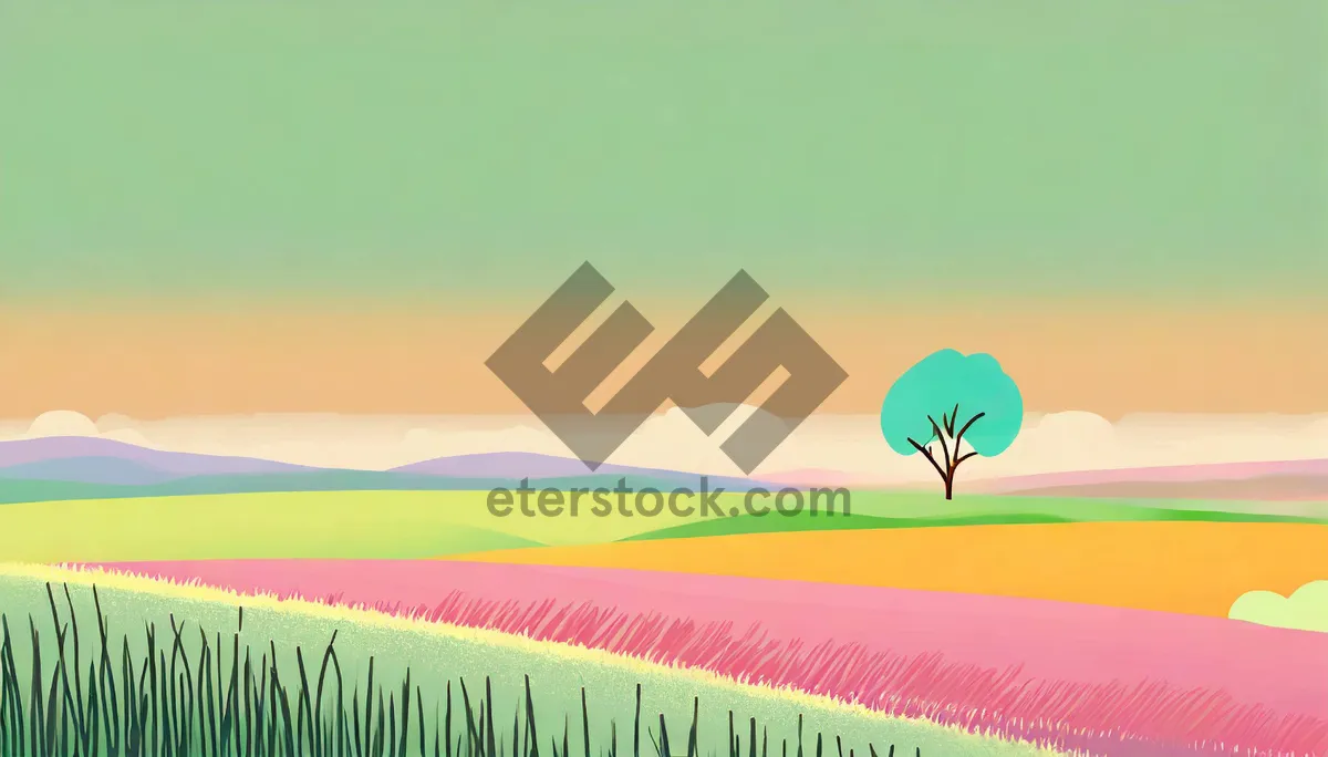 Picture of Colorful Summer Sky Over Rural Meadow with Wheat Crop