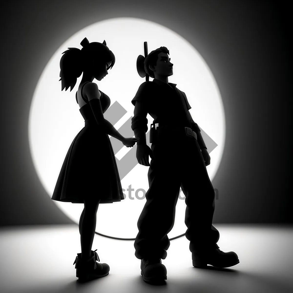 Picture of Elegant wedding silhouette of a newlywed couple